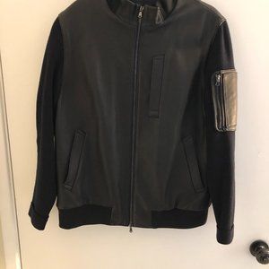 Fine Black Leather Jacket with Merino Wool Arms XL by Donrad Duncan EFM